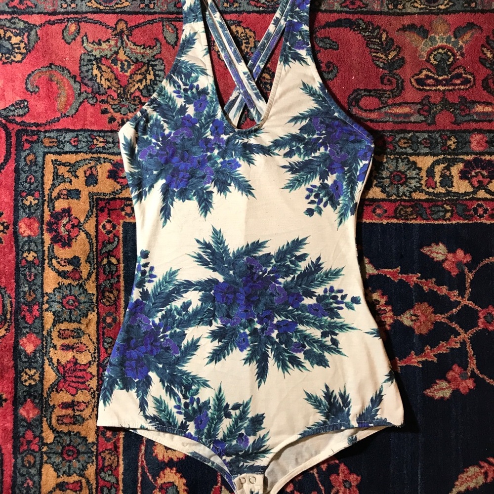 Floral Bodysuit Size XS with cross-back